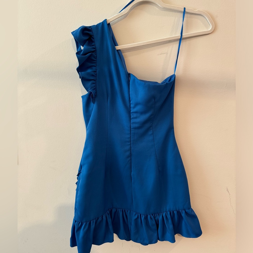 Blue Ruffle Cocktail Dress - Picture 3 of 3
